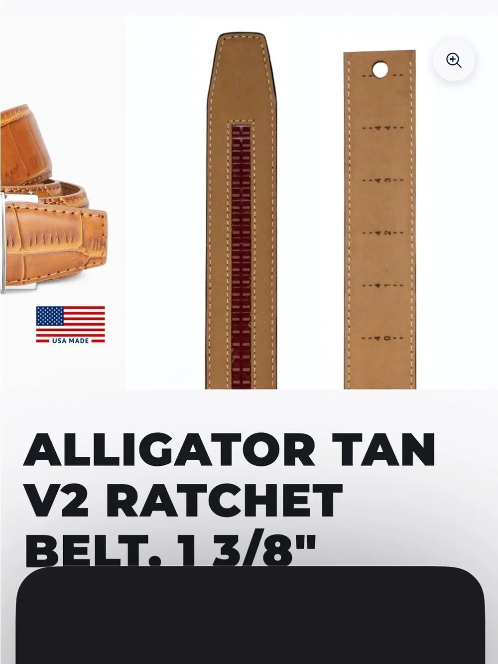 Next let Premium Men's No-Hole Leather Belt - Alligator Tan